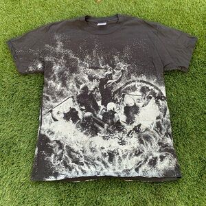 Vintage Black Graphic Tee All Over Print for Men